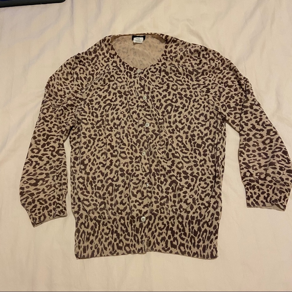 J Crew Leopard Cardigan Small Cotton